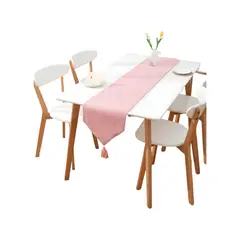GENERICO - Camino de Mesa Lino 33cmX180cm Rosado