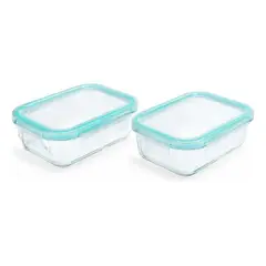 GENERICO - Set 2 Tupper Hermético Vidrio 1520ml Transparente