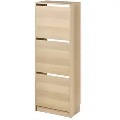 IKEA - BISSA Zapatero con 3 compartimientos, efecto roble, 49x28x135 cm