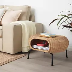 IKEA - Apoyapiés con almacenaje GAMLEHULT, ratán/gris oscuro