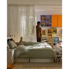 IKEA - Cortina ÄNGSFRYLE, blanco/con cinta de fruncir, 300x250 cm