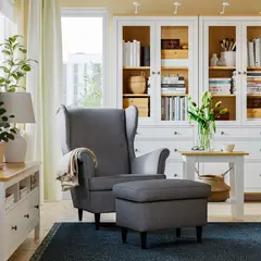 IKEA - Sillón con respaldo alto STRANDMON, Nordvalla Gris oscuro