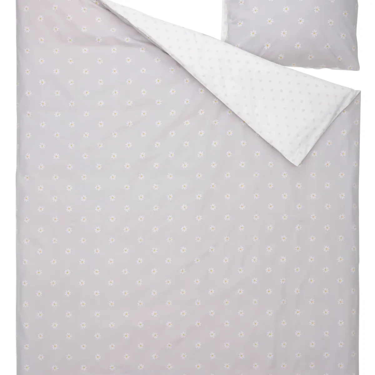 IKEA - Funda plumón con funda almohada NATTSLÄNDA, flores gris/blanco, 150x200/50x60 cm
