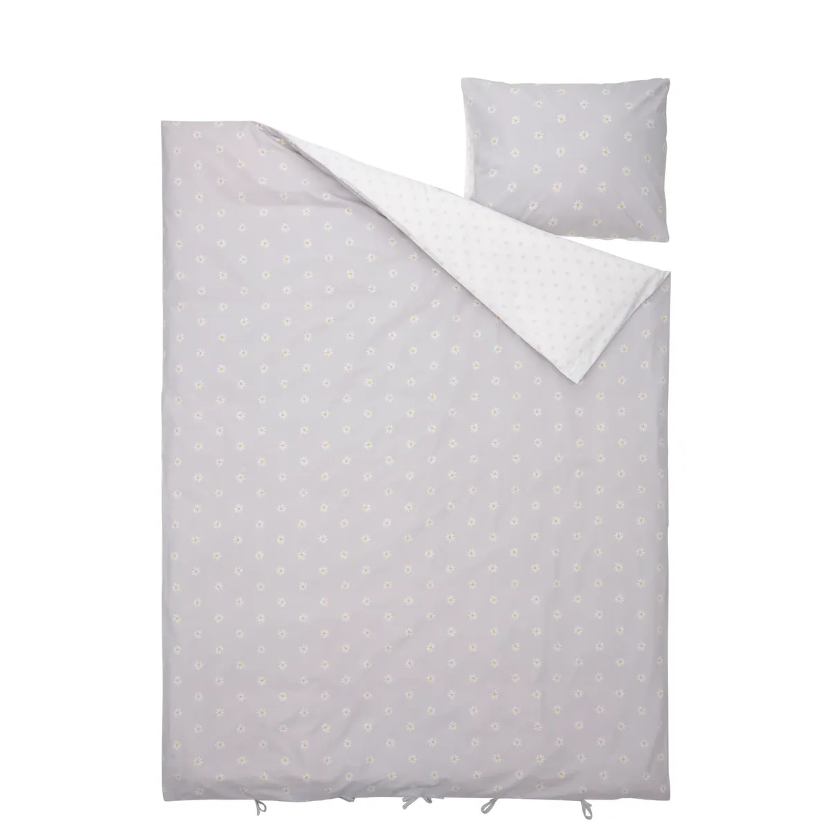 IKEA - Funda plumón con funda almohada NATTSLÄNDA, flores gris/blanco, 150x200/50x60 cm