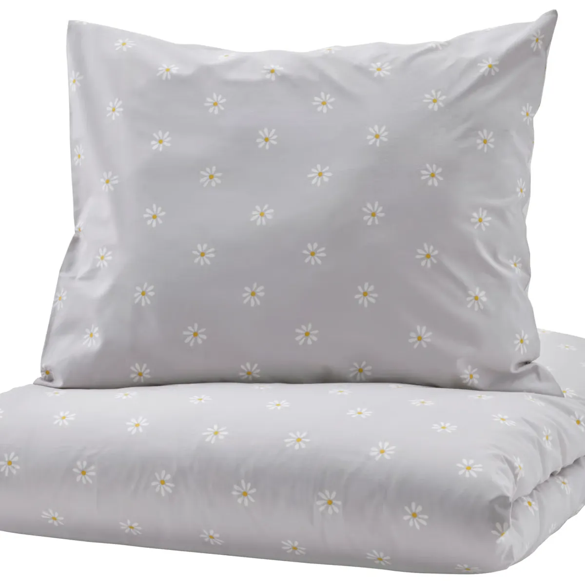 IKEA - Funda plumón con funda almohada NATTSLÄNDA, flores gris/blanco, 150x200/50x60 cm