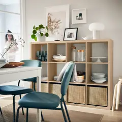 IKEA - KALLAX Estante, efecto roble tinte blanco, 112x147 cm