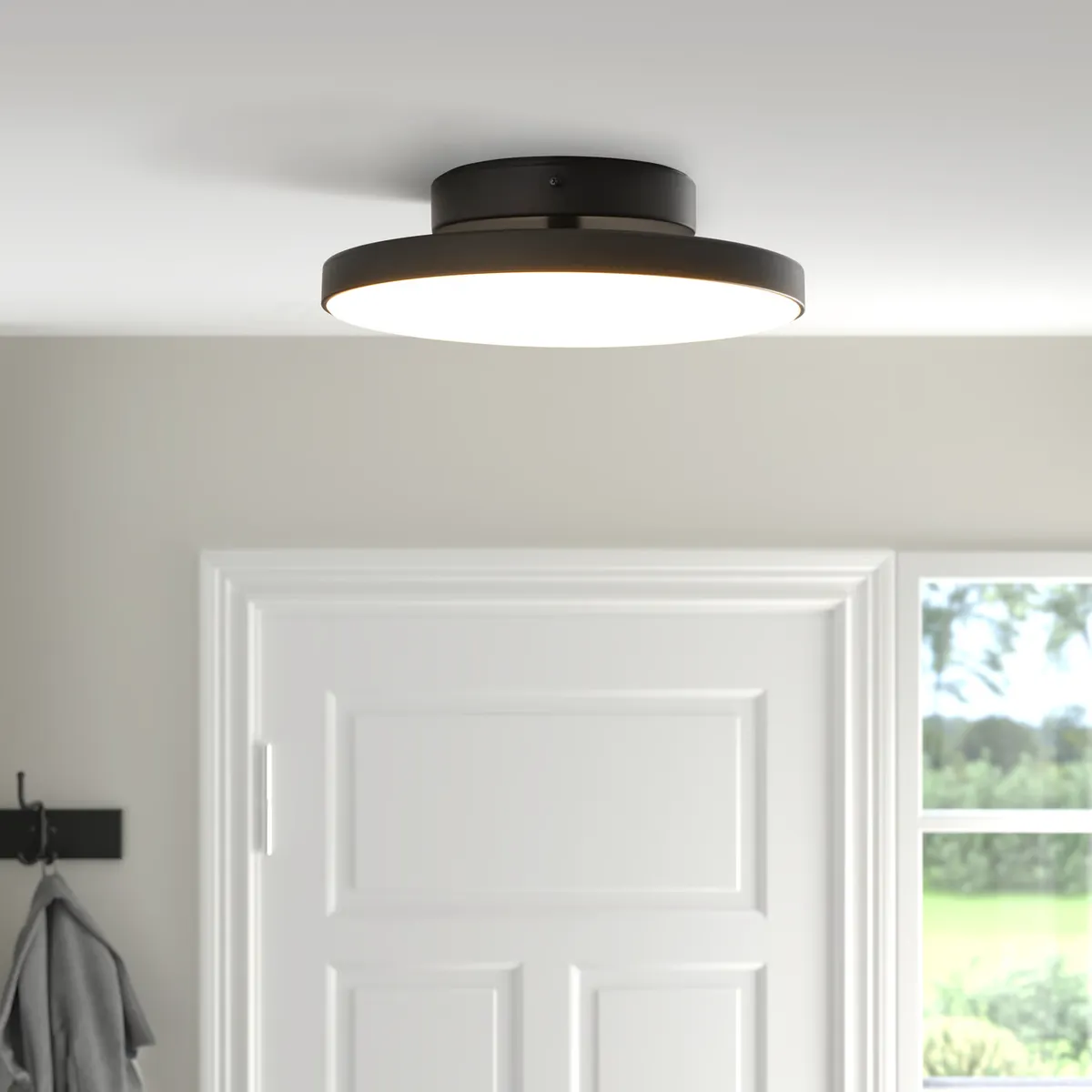 IKEA - Lámpara de techo LED KABOMBA, mate/negro, 36 cm