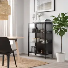 IKEA - Vitrina RUDSTA, gris oscuro, 80x37x120 cm