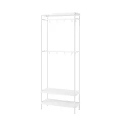 IKEA - MACKAPÄR Rack para ropa con zapatero, blanco, 78x32x200 cm