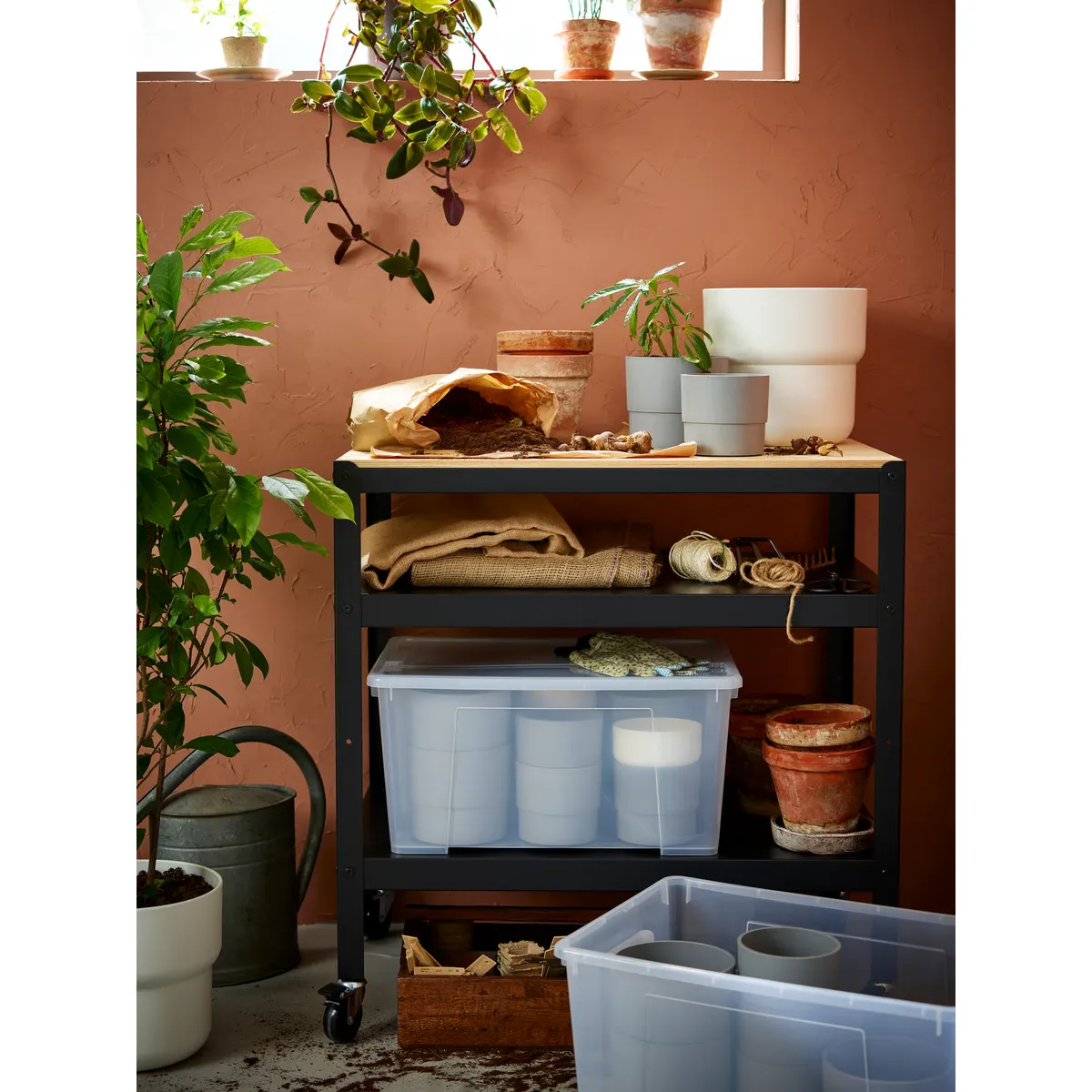 IKEA - Carro BROR, negro/contrachapado de pino, 85x55 cm