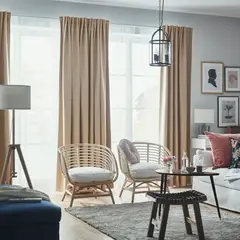 IKEA - Cortina oscurecedora ANNAKAJSA, 1 par, beige/con cinta de fruncir, 145x250 cm