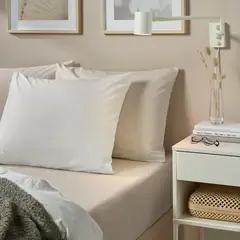 IKEA - Sábana bajera ajustable DVALA, beige, 180x200 cm
