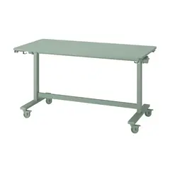 IKEA - MITTZON Mesa plegable con ruedas, verde, 140x70 cm
