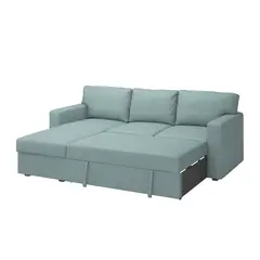 IKEA - Sofá cama 3 cuerpos BÅRSLÖV, chaise longue, Tibbleby petróleo claro