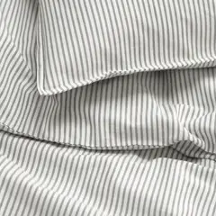 IKEA - SOLFIBBLA Funda plumón con funda almohada, gris blanco/raya, 150x200/50x60 cm