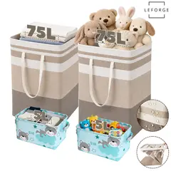 LEFORGE - Set 4 Cestos Canastos Ropa Sucia Organización Plegable 160L Color Marrón