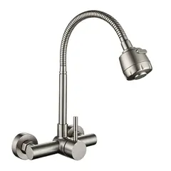 MOONCORE - Llave Monomando Lavaplatos Muro Acero Inox Flexible 360