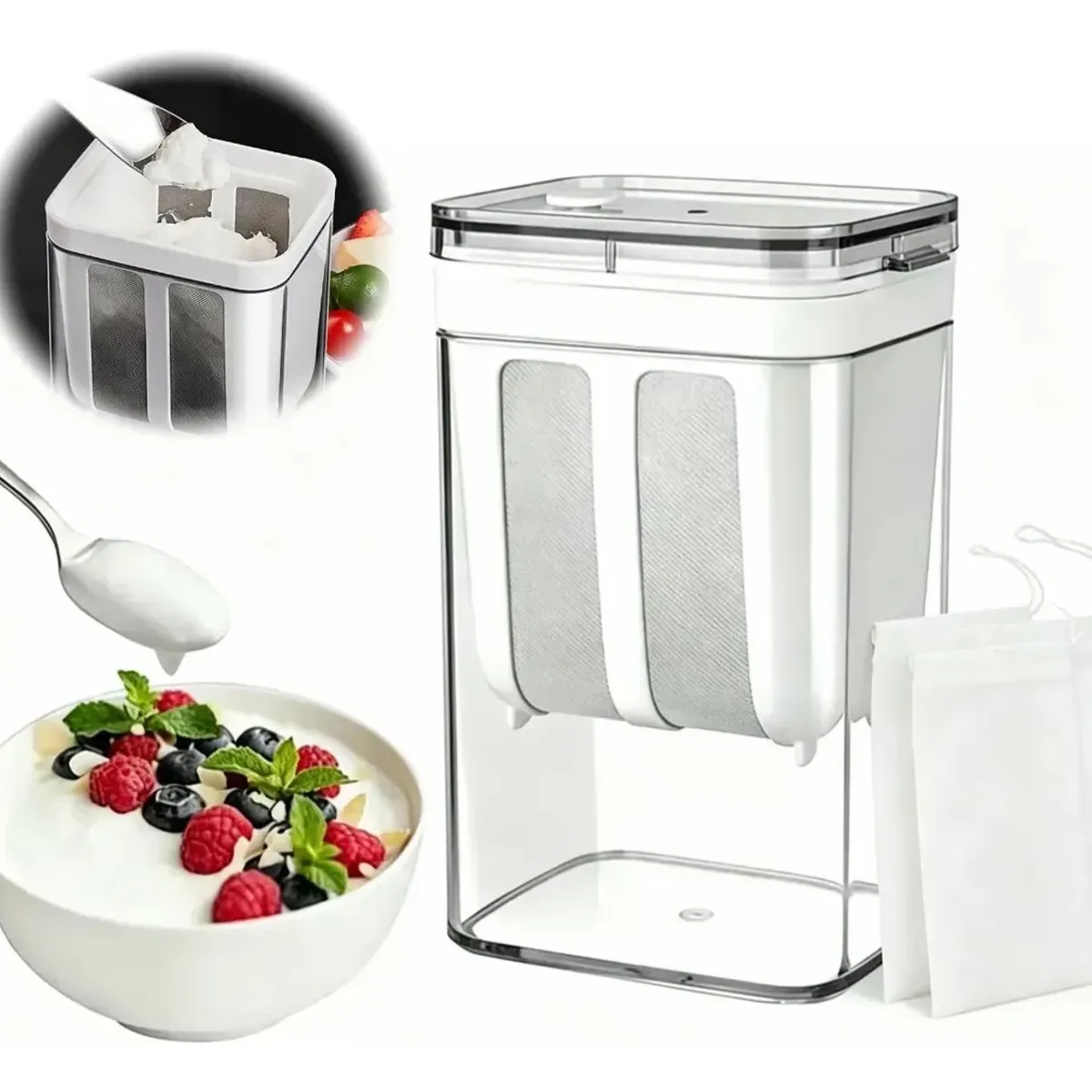 KUANGYE - Colador De Yogurteras Griego Casero Con Separador De Suero
