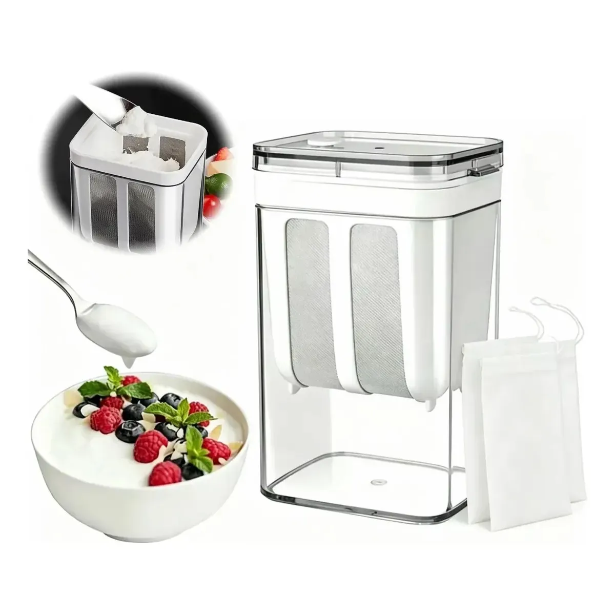 KUANGYE - Colador De Yogurteras Griego Casero Con Separador De Suero