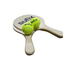SUFIX - Set Paletas de tenis playa madera con 2 pelotas