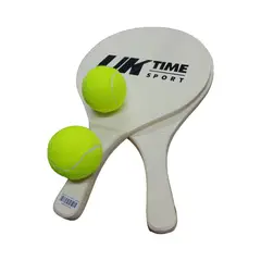 GENERICO - Set Paleta de tenis playa madera con 2 pelotas
