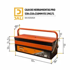FINDER - Caja de Herramientas PRO 53 × 21 × 21 cm con 4 Compartimentos Extensibles
