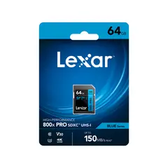 LEXAR - Tarjeta de memoria BLUE Series de alto rendimiento 800x SDHC/SDXC UHS-I de 64GB