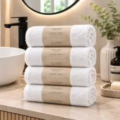 GARSIL - Set 4 Toallas De Cuerpo De Baño Hotel De Algodon Blancas 70x140