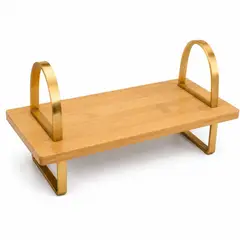 GENERICO - Bandeja De Bambú Para Servir Con Asas Doradas 40 Cm