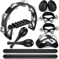 MEDIA LUNA - Set Panderetas Rrayia 10pc Negro Pie Elástica