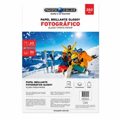 PACIFIC COLOR - Papel Fotográfico Glossy A3, 50 Hojas, 260Gr