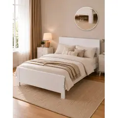 KASITA - Base De Cama 2 Plazas Con Respaldo Madera 205x155x102cm