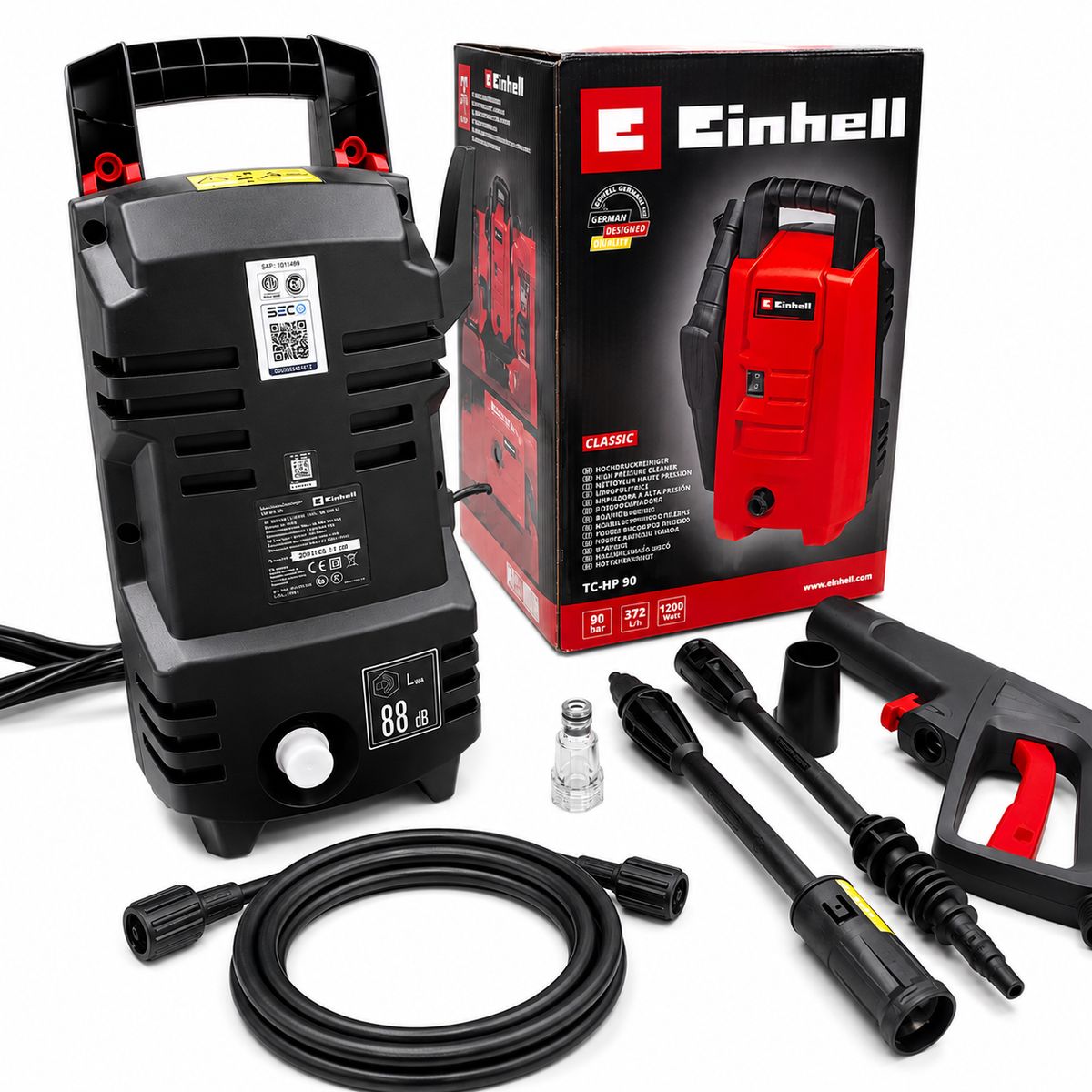 EINHELL - Hidrolavadora Electrica Einhell 1200W 60 bar 330 l/h TC-HP 90 Rojo