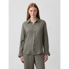 GAP - Blusa Mujer Lino Verde Musgo