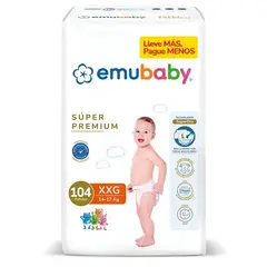 EMUBABY - Pañal Súper Premium XXG - 104 Unidades