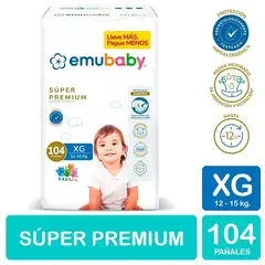 EMUBABY - Pañal Súper Premium XG - 104 Unidades
