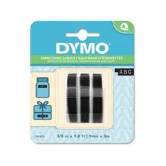 DYMO - Set 3 Cintas en Relieve de Pvc 9mm x 3mt Negro
