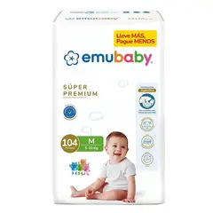 EMUBABY - Pañal Súper Premium M - 104 Unidades