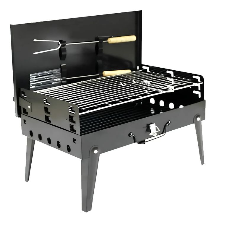 Parrilla A Carbon Portatil Beef Maker Negro Con Accesorios