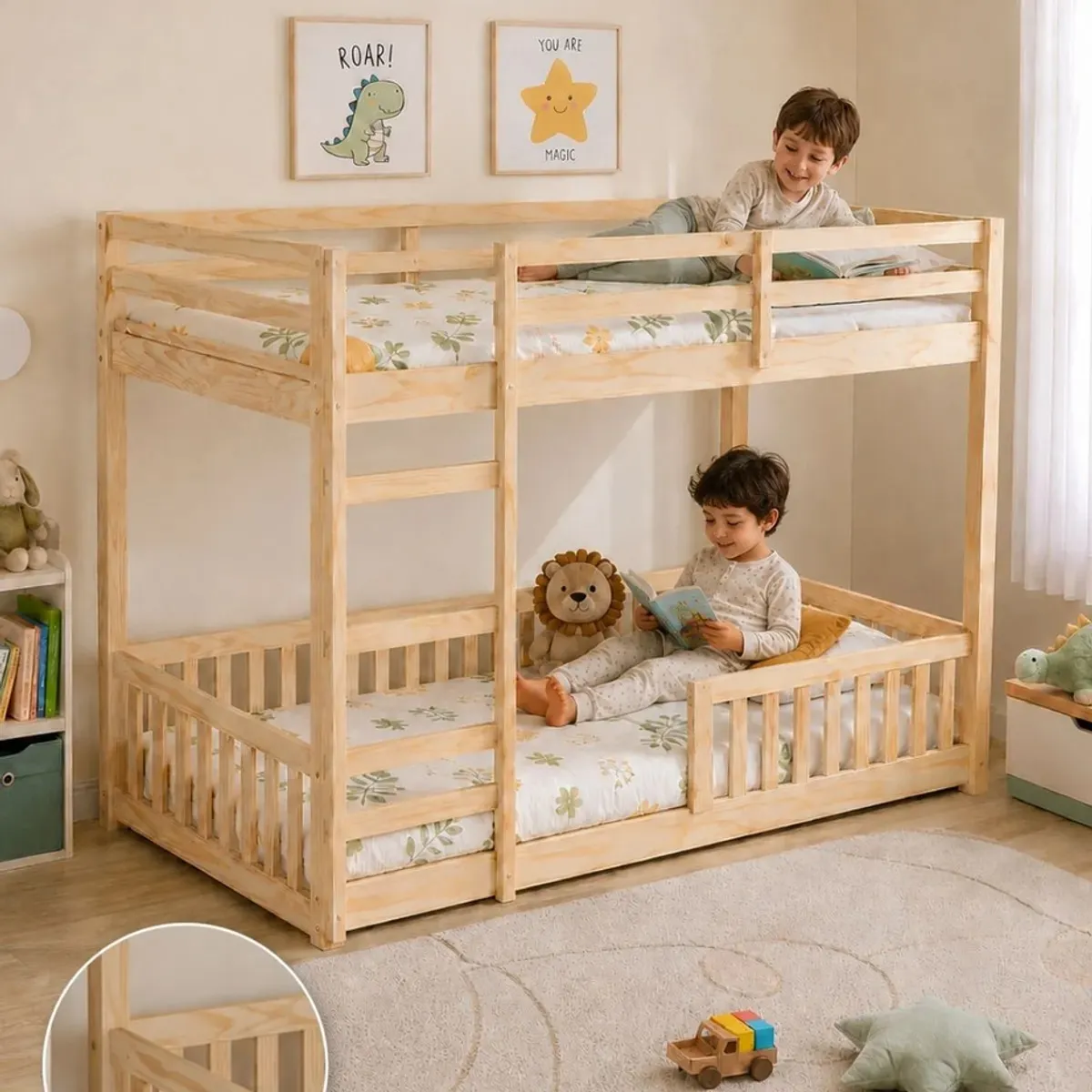KASITA - Camarote Madera Montessori 1 Plaza Infantil 197x95x150cm