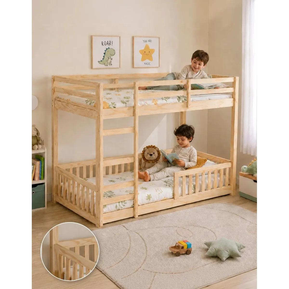 KASITA - Camarote Madera Montessori 1 Plaza Infantil 197x95x150cm
