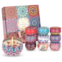 GENERICO - Set 12 Velas Aromáticas de Soya con Pétalos de Flores Secas