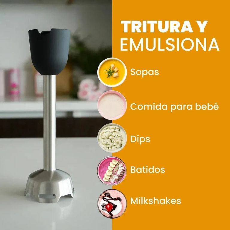 Minipimer y Batidora de Inmersión 5 en 1 Mixer 1300W