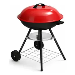 GENERICO - Parrillas A Carbon, Parrilla Redonda Móvil Asados Color Negro y Rojo