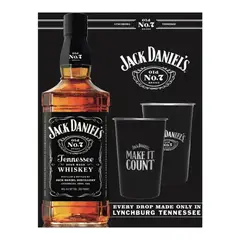 JACK DANIELS - Pack Jack Daniel's N7 750cc + 2 Vasos Metálico Negros