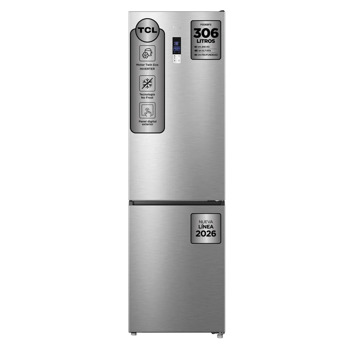 TCL - Refrigerador Bottom Freezer No Frost 306L P306BFS