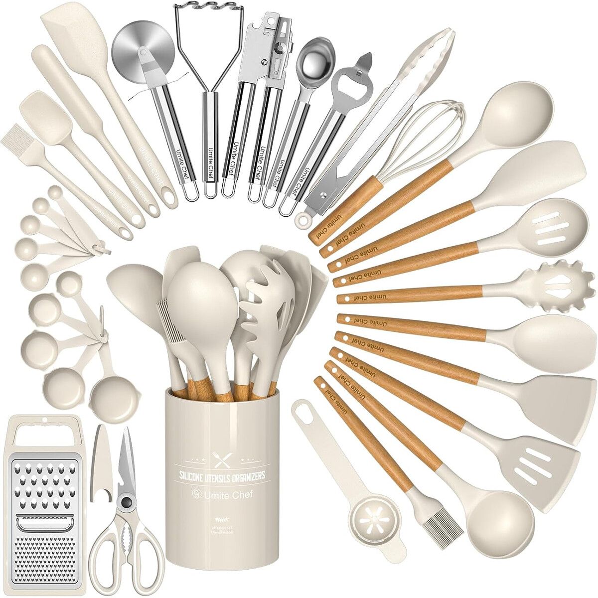 CHEF - Set Utensilios Cocina Umite Chef GJC01 34Pzs Silicona Madera