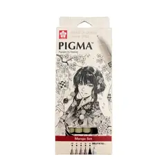 SAKURA - Set 6 Tiralíneas y Marcador Pigma Manga