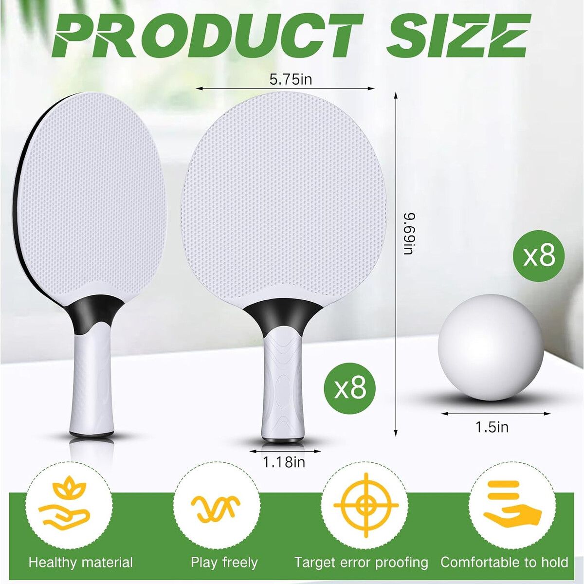 PING - Set Ping Pong Junkin 8 Paletas Goma Compuesta Profesional