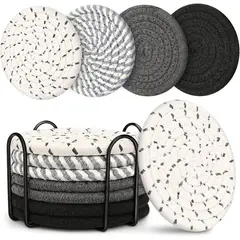 LINO - Posavasos Smgmg 11 cm Algodón 8 unidades Absorbente